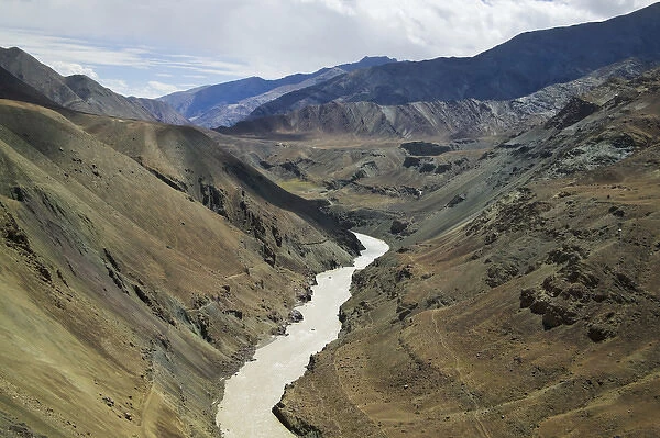 Indus River flowing through the valley in the Himalayas, Ladakh, India