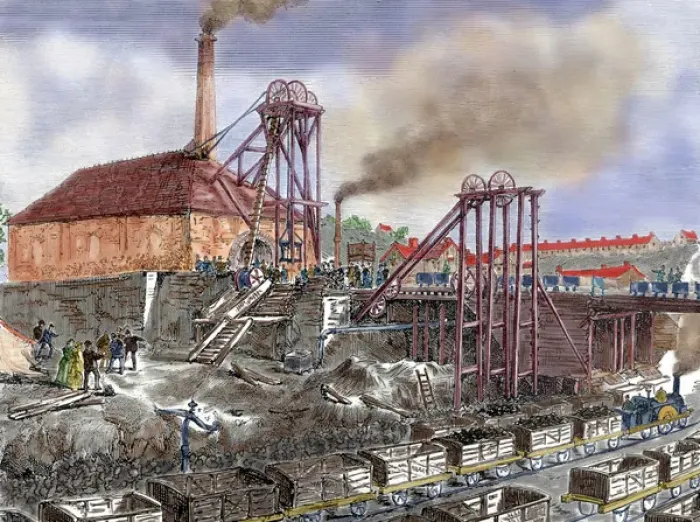 Framed Print : Industrial Revolution. England. Mining. Nineteenth-century engraving Framed Print : Industrial Revolution. England. Mining. Nineteenth-century engraving