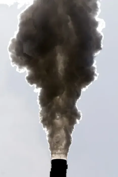 Framed Print : Industrial smokestack venting hot flue gases Framed Print : Industrial smokestack venting hot flue gases
