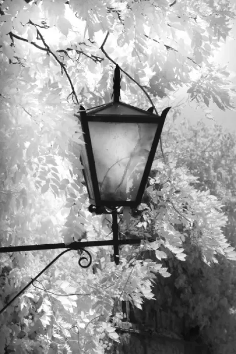 Framed Print : Infra Red Black & White view of light fixture, Montalcino, Italy, Tuscany Framed Print : Infra Red Black & White view of light fixture, Montalcino, Italy, Tuscany