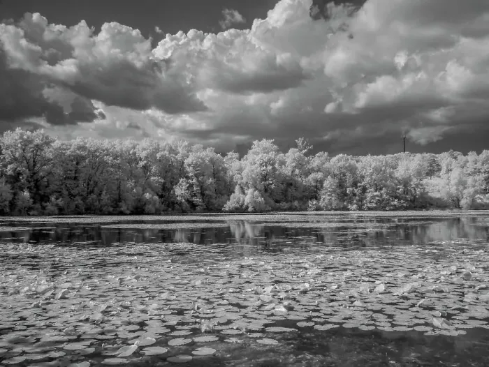 Framed Print : Infrared of Gerhardt Lake in Lebanon Hills Regional Park, Eagan, central Minnesota