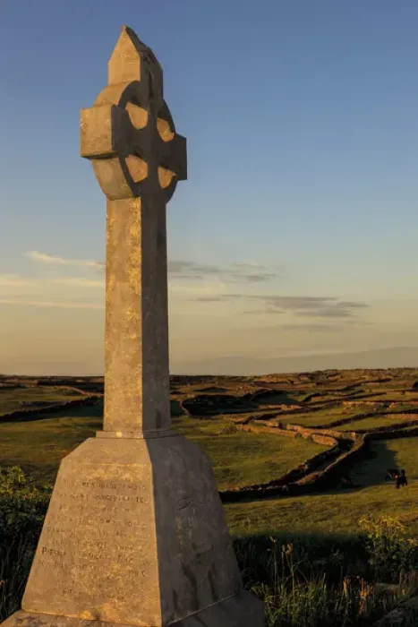 Framed Print : Inishmore Island. Aran Islands. Ireland. Celtic cross on tombstone