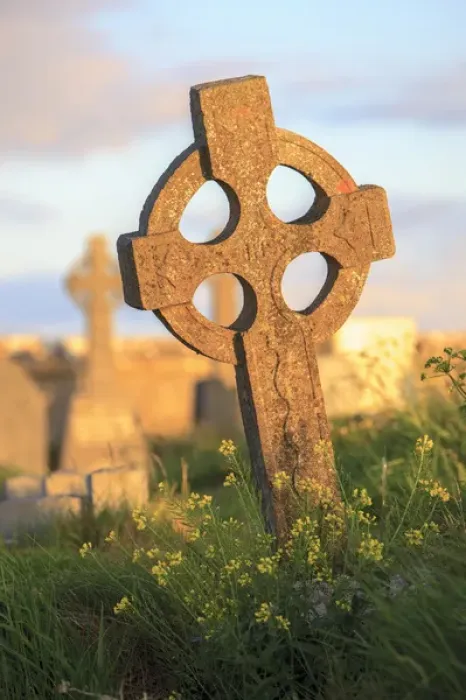 Framed Print : Inishmore Island. Aran Islands. Ireland. Celtic cross in sunset