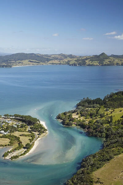 Inlet, Cooks Beach, Coromandel Peninsula, North Island, New Zealand - aerial
