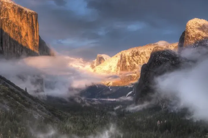 Framed Print : Inspiration point -- Tunnel View -- sunset colors. El Capitan and Half Dome. Yosemite