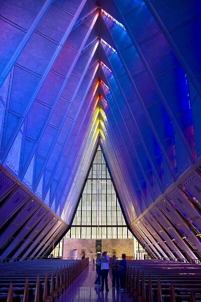 Interior of the Cadet Chapel at the Air Force Academy in Colorado Springs, Colorado, USA
