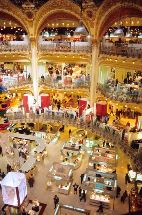 Framed Print : Interior of department store Galeries Lafayette in Paris, France
