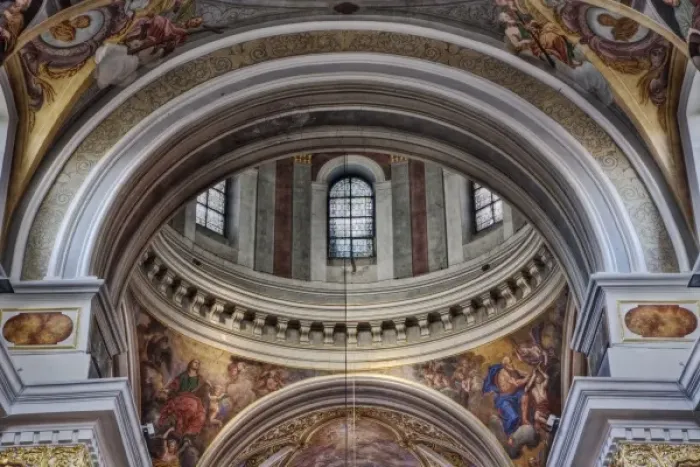 Framed Print : Interior details of Church of St. Nicholas, Ljubljana, Slovenia