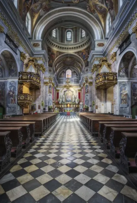 Framed Print : Interior view of Church of St. Nicholas, Ljubljana, Slovenia