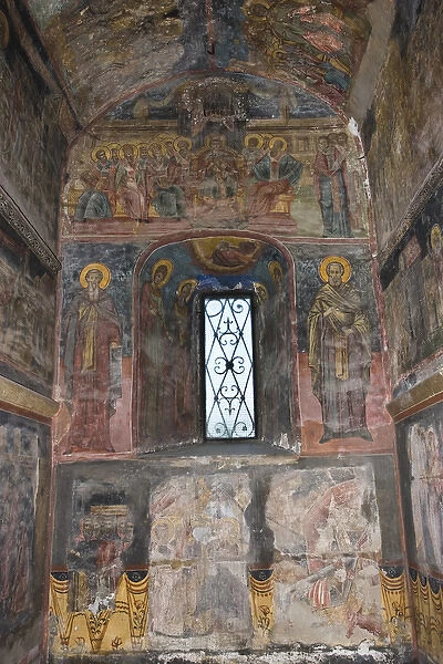 The interiour of the orthodox Princely Church with paintings, frescoes in Curtea de Arges