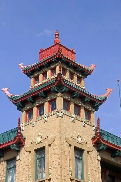 Intricate designs on the On Leong building in Chinatown at Chicago, Illinois