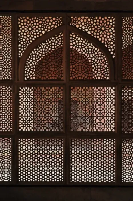 Framed Print : Intricate window details, Dargah Mosque, Fatehpur Sikri, in the state of Uttar Pradesh, India