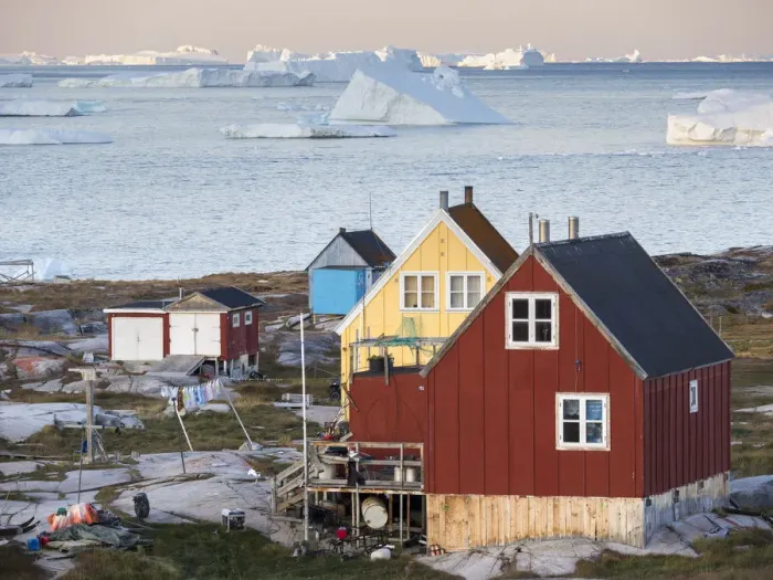 Framed Print : Inuit village Oqaatsut (once called Rodebay) located in Disko Bay. Greenland, Denmark