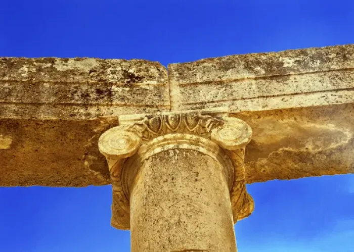 Framed Print : Ionic Coumn Oval Plaza Ancient Roman City Jerash Jordan. Jerash came to power 300 BC to 100 AD Framed Print : Ionic Coumn Oval Plaza Ancient Roman City Jerash Jordan. Jerash came to power 300 BC to 100 AD
