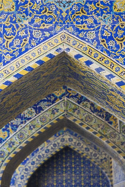 Iran, Central Iran, Esfahan, Naqsh-e Jahan Imam Square, Royal Mosque, interior mosaic