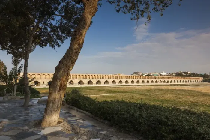 Framed Print : Iran, Central Iran, Esfahan, Si-o-Seh Bridge, dawn
