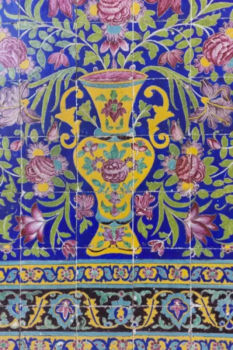 Framed Print : Iran, Central Iran, Kashan, Agha Bozorg Mosque and Madreseh, tilework