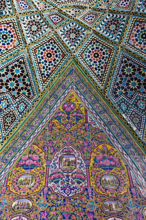 Framed Print : Iran, Central Iran, Shiraz, Nasir-al Molk Mosque, exterior tilework Framed Print : Iran, Central Iran, Shiraz, Nasir-al Molk Mosque, exterior tilework