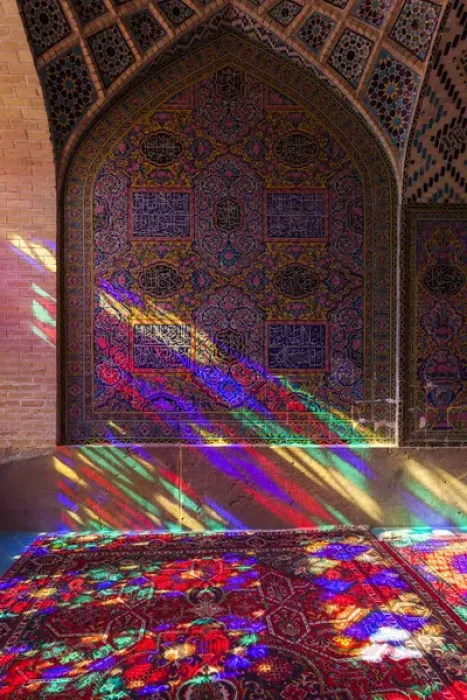 Framed Print : Iran, Central Iran, Shiraz, Nasir-al Molk Mosque, interior Framed Print : Iran, Central Iran, Shiraz, Nasir-al Molk Mosque, interior