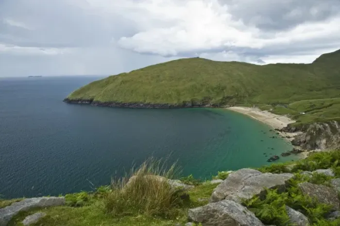 Framed Print : Ireland, Achill Island. The turquoise waters of Keem Bay