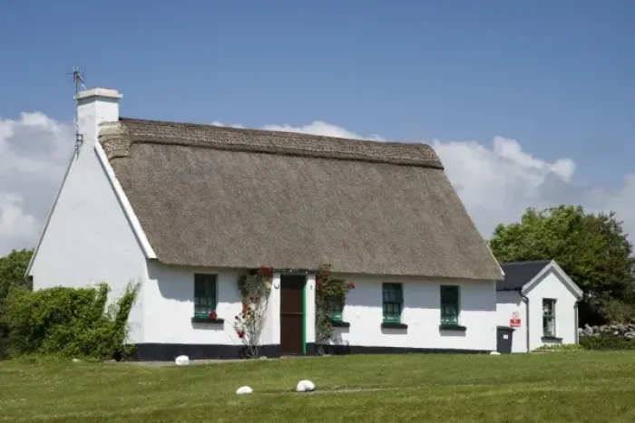 Framed Print : Ireland, Ballyvaughan. Traditional thatched-roof cottage Framed Print : Ireland, Ballyvaughan. Traditional thatched-roof cottage