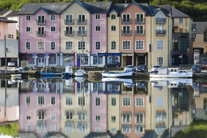 Framed Print : Ireland, County Cork, Bantry, harborfront buildings, morning Framed Print : Ireland, County Cork, Bantry, harborfront buildings, morning