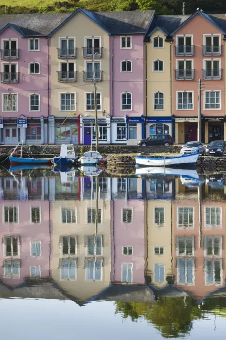 Framed Print : Ireland, County Cork, Bantry, harborfront buildings, morning Framed Print : Ireland, County Cork, Bantry, harborfront buildings, morning