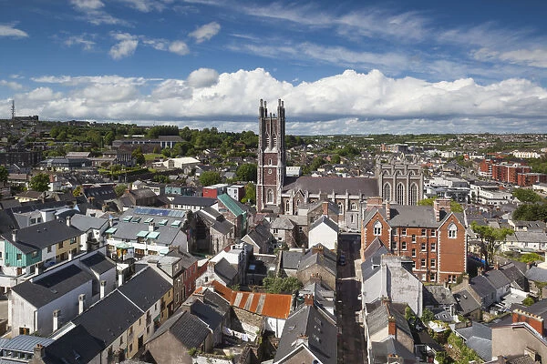 Ireland, County Cork, Cork City, elevated city view and St. Marys Cathedral