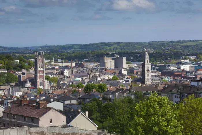 Framed Print : Ireland, County Cork, Cork City, elevated city view from the west Framed Print : Ireland, County Cork, Cork City, elevated city view from the west