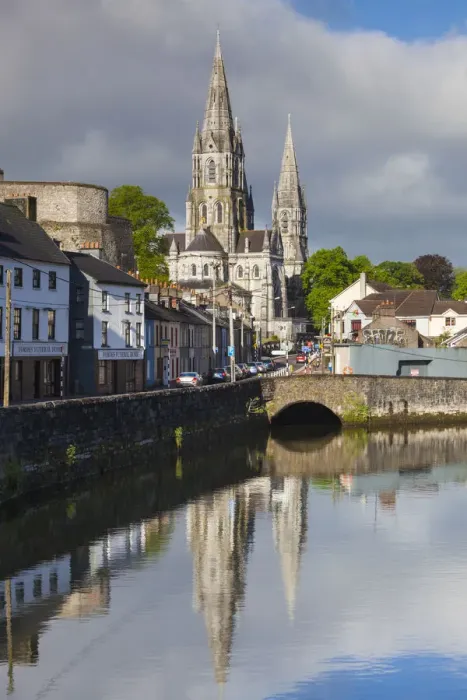 Framed Print : Ireland, County Cork, Cork City, St. Fin Barres Cathedral, 19th century, from the River Lee Framed Print : Ireland, County Cork, Cork City, St. Fin Barres Cathedral, 19th century, from the River Lee