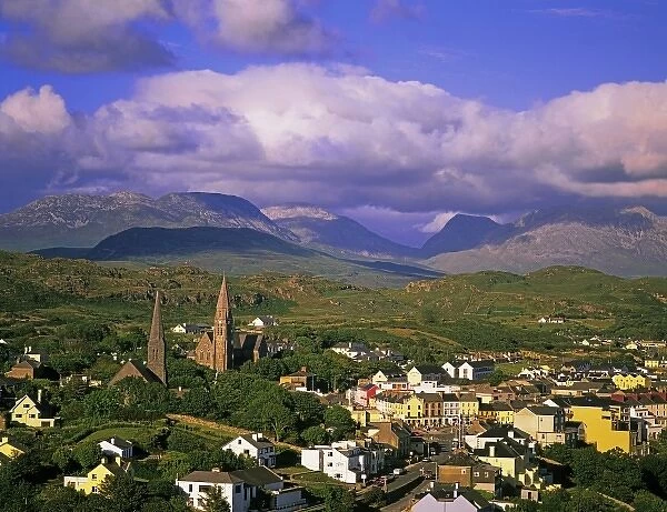 Ireland, County Galway, Connemara. View of the town of Clifden