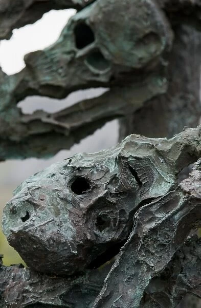 Ireland, County Mayo, Murrisk. Details of the sculptured metal skeletons on the national