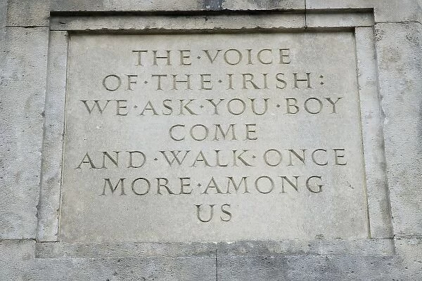 Ireland, County Mayo, Westport. Inscription on the monument to St. Patrick