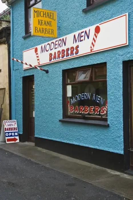 Framed Print : Ireland, Ennis. Modern Mens Barbershop Framed Print : Ireland, Ennis. Modern Mens Barbershop