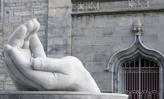 Framed Print : Ireland, Ennis. Stone sculpture of a pair of hands outside the Cathedral of Saints Peter and Paul Framed Print : Ireland, Ennis. Stone sculpture of a pair of hands outside the Cathedral of Saints Peter and Paul