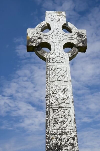 Ireland, Mayo, Turlough. White Celtic cross