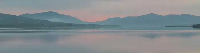 Framed Print : Ireland, Portmagee Bay. Panoramic of sunrise on ocean and mountains Framed Print : Ireland, Portmagee Bay. Panoramic of sunrise on ocean and mountains