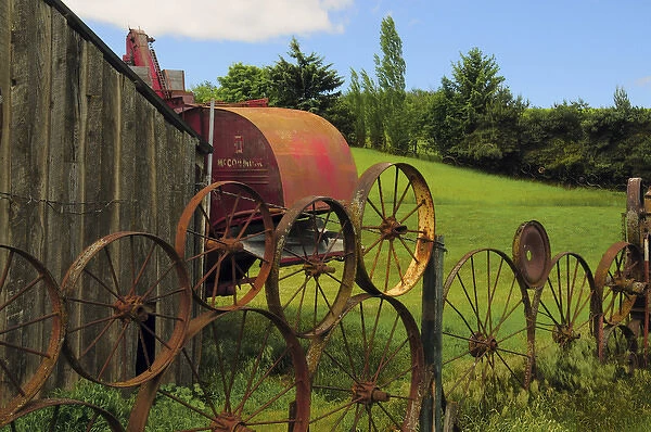Iron wheels; Dahmen Barn; Uniontown; Palouse; Washington; USA