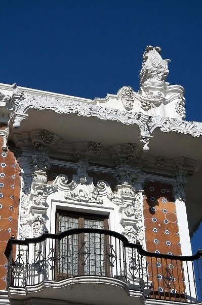 Ironwork balcony on the Casa de Alfenique in the city of Puebla, Puebla, Mexico