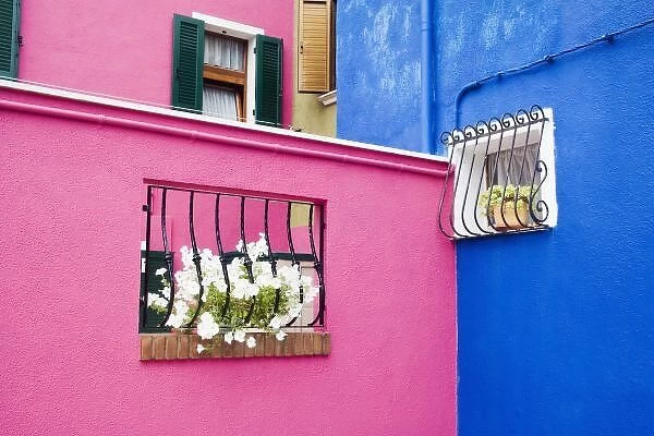 Island of Burano, Burano, Italy. Colorful Burano City homes