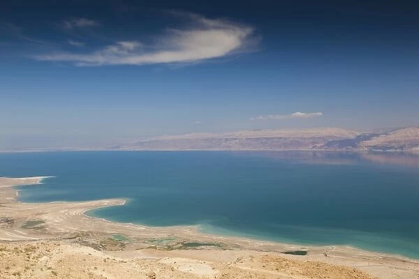 Israel, Dead Sea, Metzoke Dragot, elevated view of the Dead Sea