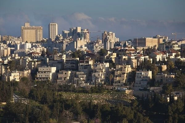 Israel, Jerusalem, elevated city view from Hs Promenade, morning