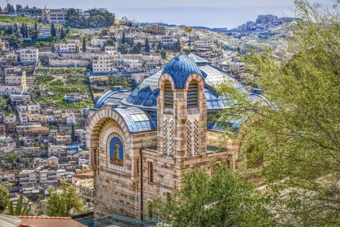 Framed Print : Israel, Jerusalem. Mount Zion, Church of St. Peter in Gallicantu and the Kidron Valley Framed Print : Israel, Jerusalem. Mount Zion, Church of St. Peter in Gallicantu and the Kidron Valley