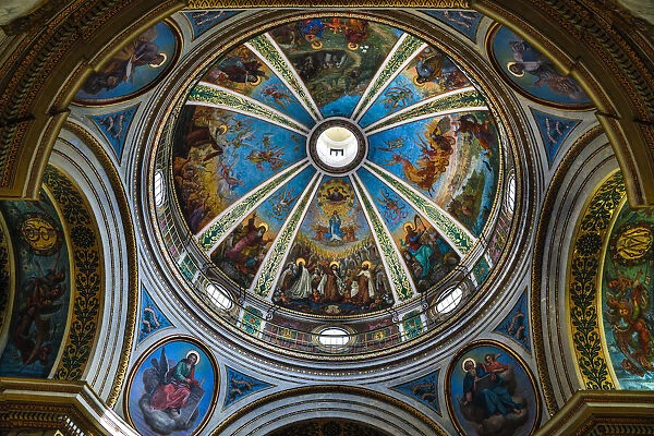 Israel, Mount Carmel. Stella Maris Monastery, ceiling depicting Elijah