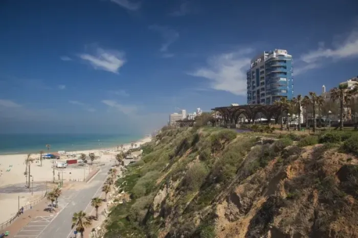 Framed Print : Israel, North Coast, Netanya, elevated beach view Framed Print : Israel, North Coast, Netanya, elevated beach view