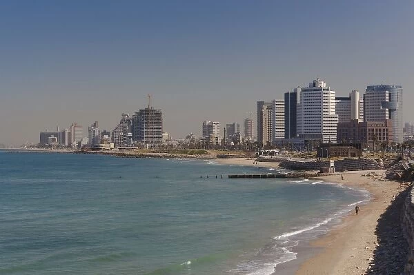 Israel, Tel Aviv, beachfront buildings, morning