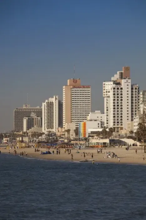 Framed Print : Israel, Tel Aviv, beachfront hotels, late afternoon Framed Print : Israel, Tel Aviv, beachfront hotels, late afternoon
