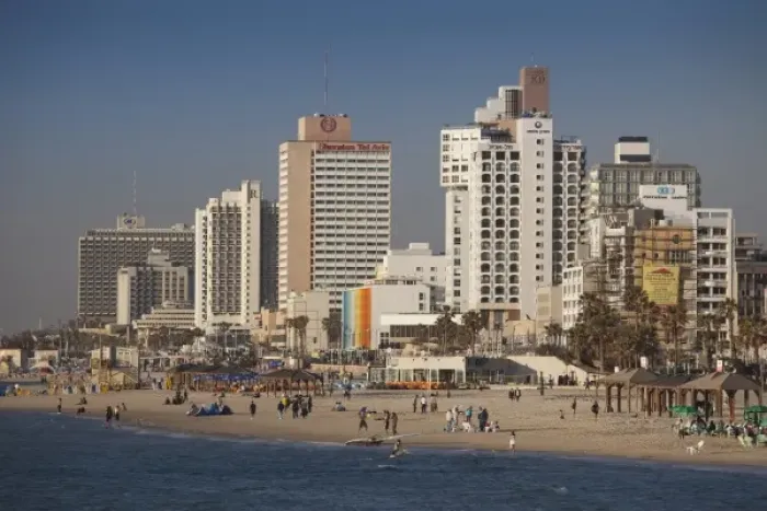 Framed Print : Israel, Tel Aviv, beachfront hotels, late afternoon Framed Print : Israel, Tel Aviv, beachfront hotels, late afternoon