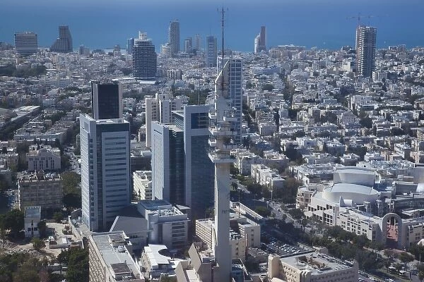 Israel, Tel Aviv, elevated city view from observation platform atop Azrieli Center