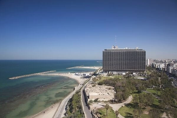 Israel, Tel Aviv, elevated view of Hilton Hotel